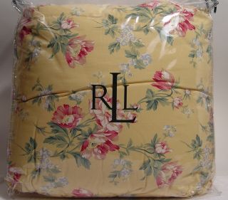 New Ralph Lauren Parsonage Lane Yellow Floral Queen Comforter Set 4pc
