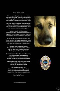 Law Enforcement Police K 9 Silent Car Memorial Badge Poem Poster Gift