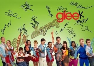 GLEE S2 autograph poster Lea Michele Chris Colfer Dianna Agron more