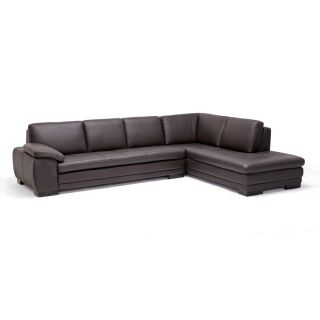 Diana Brown Leather Sectional Sofa with Left Chaise