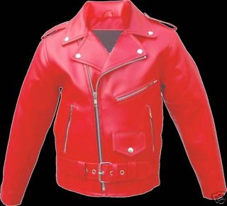Kids Childrens Red Leather Biker Motorcycle Jacket S