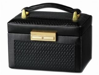 Stylish Black Leather Travel Jewelry Box Storage Case Organizer for