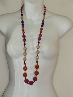 Lee Angel Multi Color Glass Graduated Bead Long Necklace $159