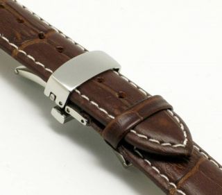 22mm Deployment Clasp Leather Watch Band for Breitling