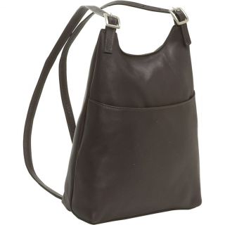 Le Donne Leather Ladies Slim Leather Backpack Purse Cafe