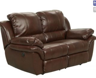 Brown Leather Reclining Loveseat