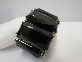 Lee Angel Faceted Glass Stretch Cuff Bracelet Black Gunmetal $128