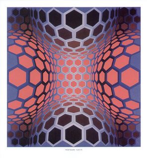 Victor Vasarely Print Hexagons Buckyballs Fullerenes Lepke MI