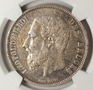 Belgium 5 Francs 1868 NGC XF 45 Silver Leopold II