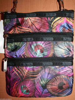 LeSportsac Masquerade Peacock Feather Feathers Bright Kasey Purse Bag