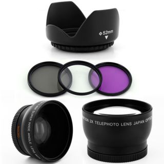 Wide Angle Tele Lens Kit Filters Hood for Nikon D3100 D5100 D7000