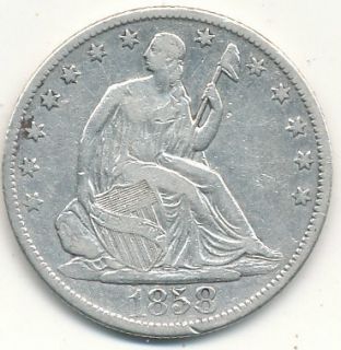 SEATED LIBERTY HALF DOLLAR VERY NICE LIGHTLY CIRCULATED SILVER COIN