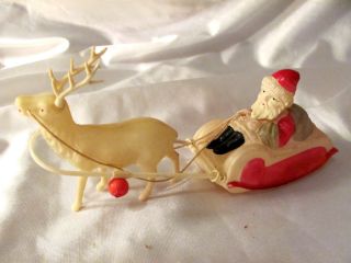 Antique Vintage Santa Sled Reindeer Celluloid Inspection Sticker Japan