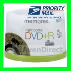 50 Memorex 16X LightScribe DVD R Gold v 1 2 Blank Media Fast USPS