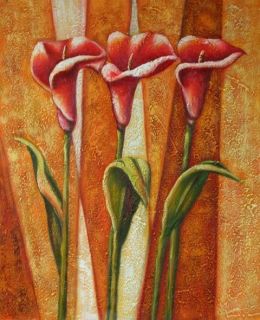 Oil Painting Hand Painted Canvas Art Red Lily Trilogy