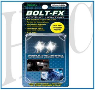 Bolt FX LED Lighted Motorcycle License Plate Bolts White Free Shipping