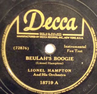Lionel Hampton ORCH Beulahs Boogie Decca 78 23582