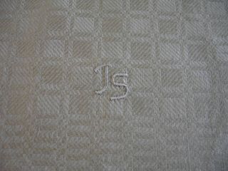 German Rustic Linen Towel Monogram JS 38 Long
