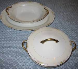 Noritake Linwood China Oval Platter Bowl Covered Bowl