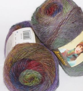LION Brand Yarn knit Amazing wool self striping WILDFLOWERS Purple