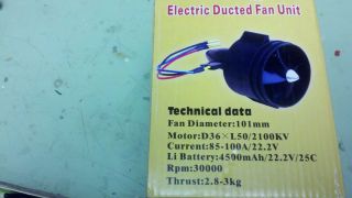 EDF 101mm 6S LiPo Jet Electric Ducted Fan Unit with Motor