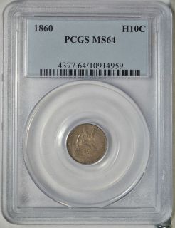 1860 Seated 1 2 Dime PCGS MS64