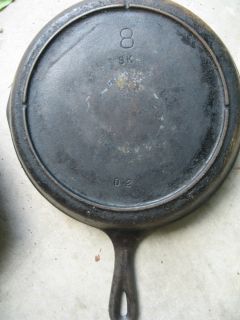 Heavy Old Lodge Cast Iron Skillet 3 Notch Heat Ring 8 SK D 2