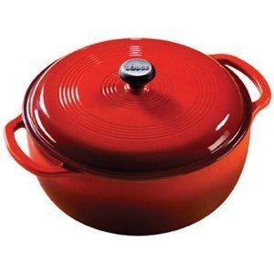 Lodge Color 6 Quart Dutch Oven, Red, Enameled Cast Iron Cookware, Gift