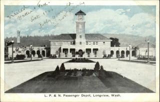 Longview WA RR Train Station Postcard