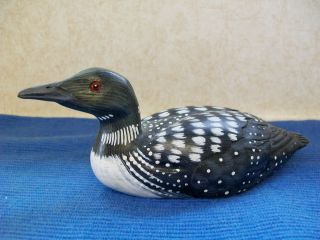 Wood Carved Loon Figure 7 Hand Painted