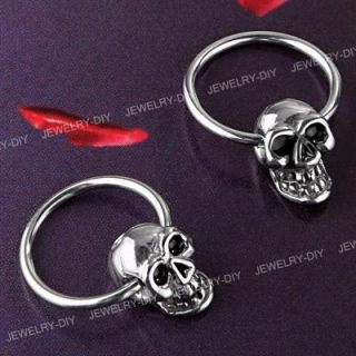 Steel Skull Mens Cool Round Hoop Loop Earrings 0 39x0 28