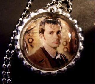 10th Doctor Who   David Tennant   Bottle Cap PENDANT, 24 ball chain