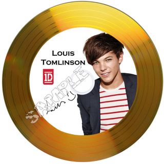 Louis Tomlinson One Direction Signed Gold Disc with Autographs Ideal