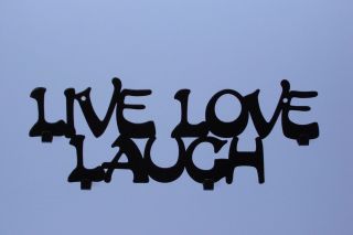 Key Holder Live Love Laugh Wall Hooks Key Hanger Metal Black Gift