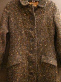 Vintage Handwoven Irish Tweed Donegal Coat in Olive Green by Rose