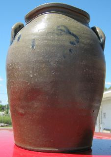 Henry Lowndes Virginia Crock Stoneware Jar Cobalt Decorated Southern