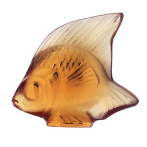 Lalique Crystal Free w Wide Shipping Seal Fish Amber 300070