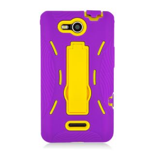 LG Lucid 4G VS840 Verizon Hybrid Hard Case Cover Yellow / Purple Armor