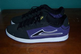 Lakai Lucas Black and Purple Shoes with Gold Lettering Size 12 Mens
