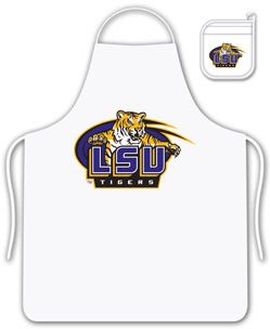 LSU Tigers Chef Apron Mitt Tailgate Grill BBQ Set