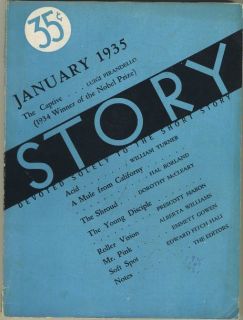 Story Magazine Jan 1935 Luigi Pirandello 1934 Nobel Prize Winner