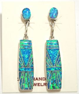 Green Opal Inlay Sterling Silver Post Earrings Phyllis Lucio