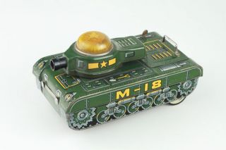 Vintage Masudaya Battery Powered Tin Toy M 18 Tank