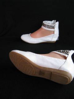 White Flat Shoes with Ankle Strap Girls US Youth Size 9 4