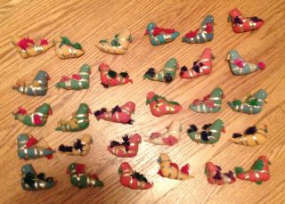 Vintage Hand Made Fabric Bird Christmas Tree Ornament Crafting Lot of
