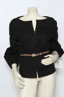 Magaschoni Collection Black Snakeskin Belted Evening Jacket Coat sz 10