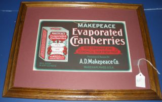 Makepeace Evaporated Cranberries Litho Ad Framed RARE