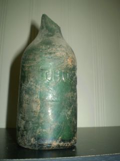 Thos Maher Green Blob Top Soda Savannah GA Georgia Bottle