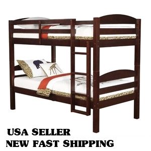 New Mainstays Twin Over Twin Wood Bunk Bed Espresso Fast Shipping