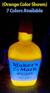 Makers Mark GLOWING NEON Blacklight Bottle add poster sign UV Glow